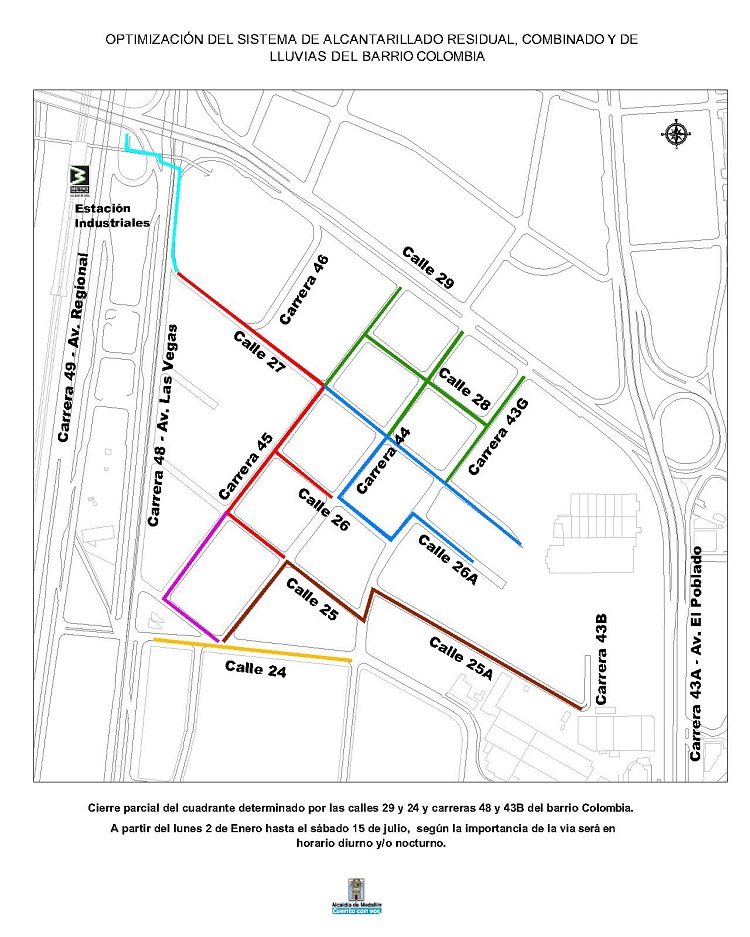 mapa cierre vial barrio colombia