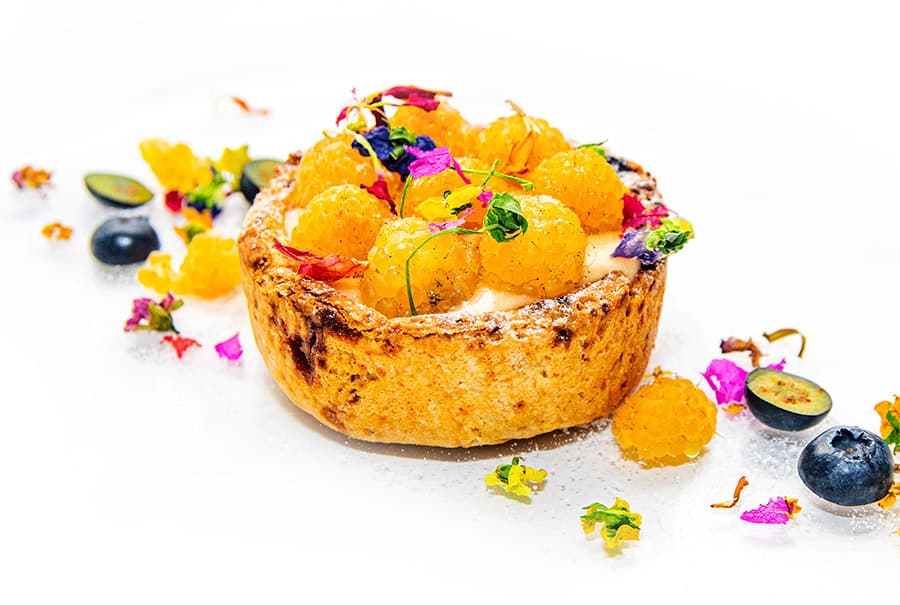Pie de limón y frambuesas