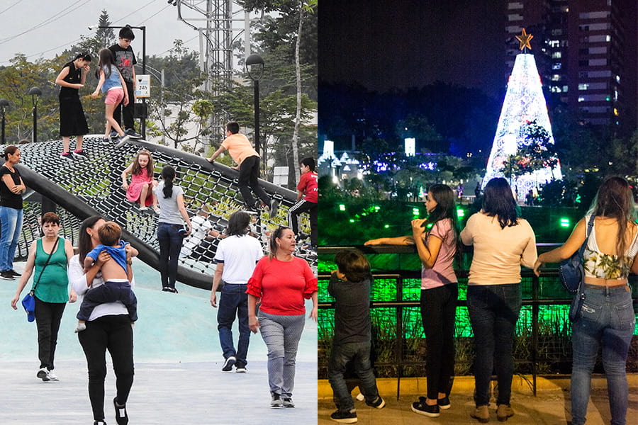 Parques del Río, de día y de noche