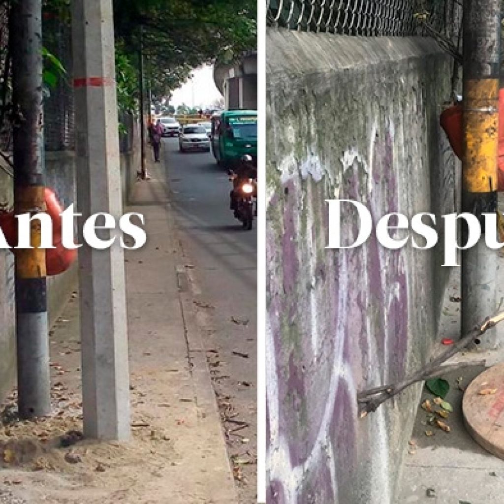 Poste mal instalado en La Aguacatala fue retirado
