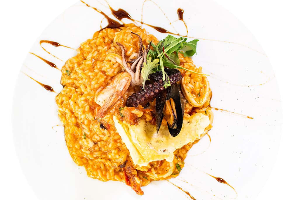 Risotto a la marinera con tomate seco
