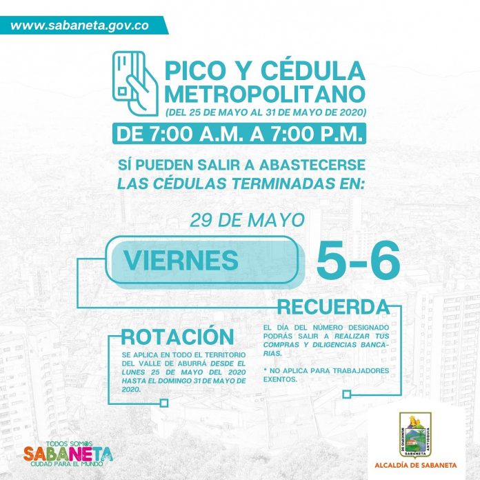 En Sabaneta los permisos de salida operan de 7 a.m. a 7 p.m., según informó la Alcaldía. Estos difieren con los de Medellín y de Envigado.