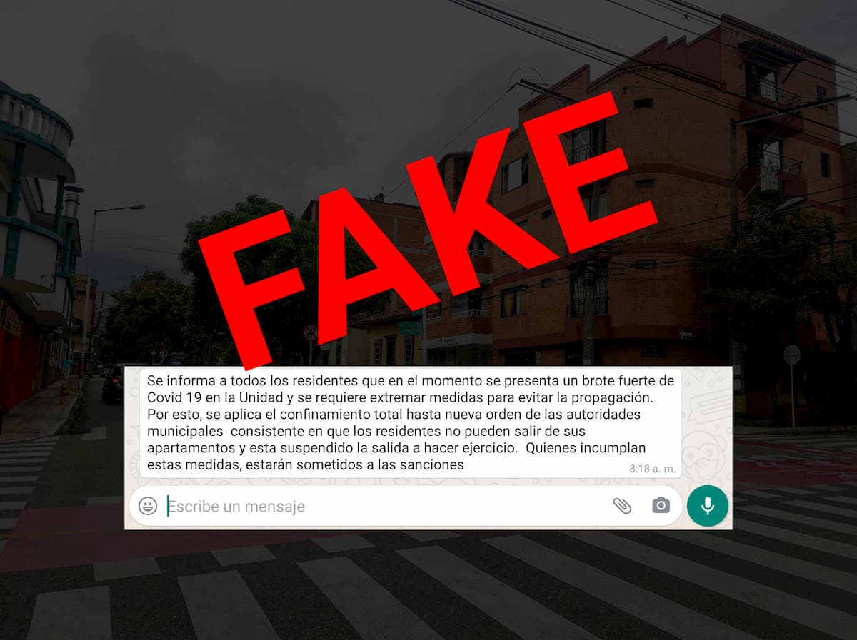 El comunicado que la Alcaldía de Envigado acaba de desmentir indicaba que “los residentes no pueden salir de sus apartamentos y está suspendido (sic) la salida a hacer ejercicio”.