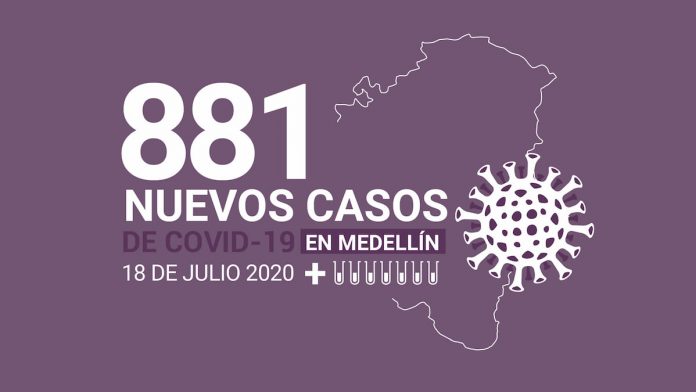 Registro de casos de COVID-19 en Medellín este 19 de julio