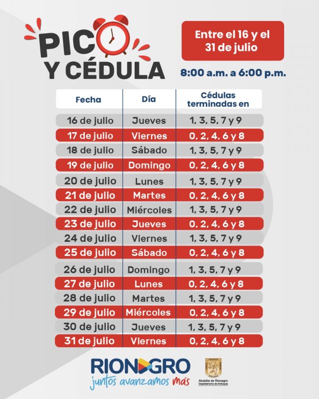 Pico y cédula Rionegro
