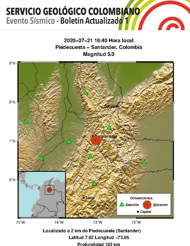 Temblor de tierra se sintió en Medellín este 21 de julio