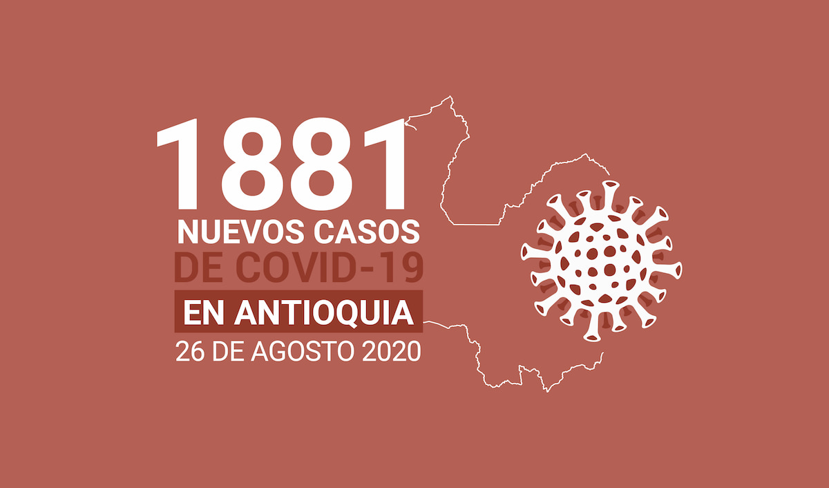 Reporte de nuevos casos de covid19 en Antioquia del 26 de agosto de 2020