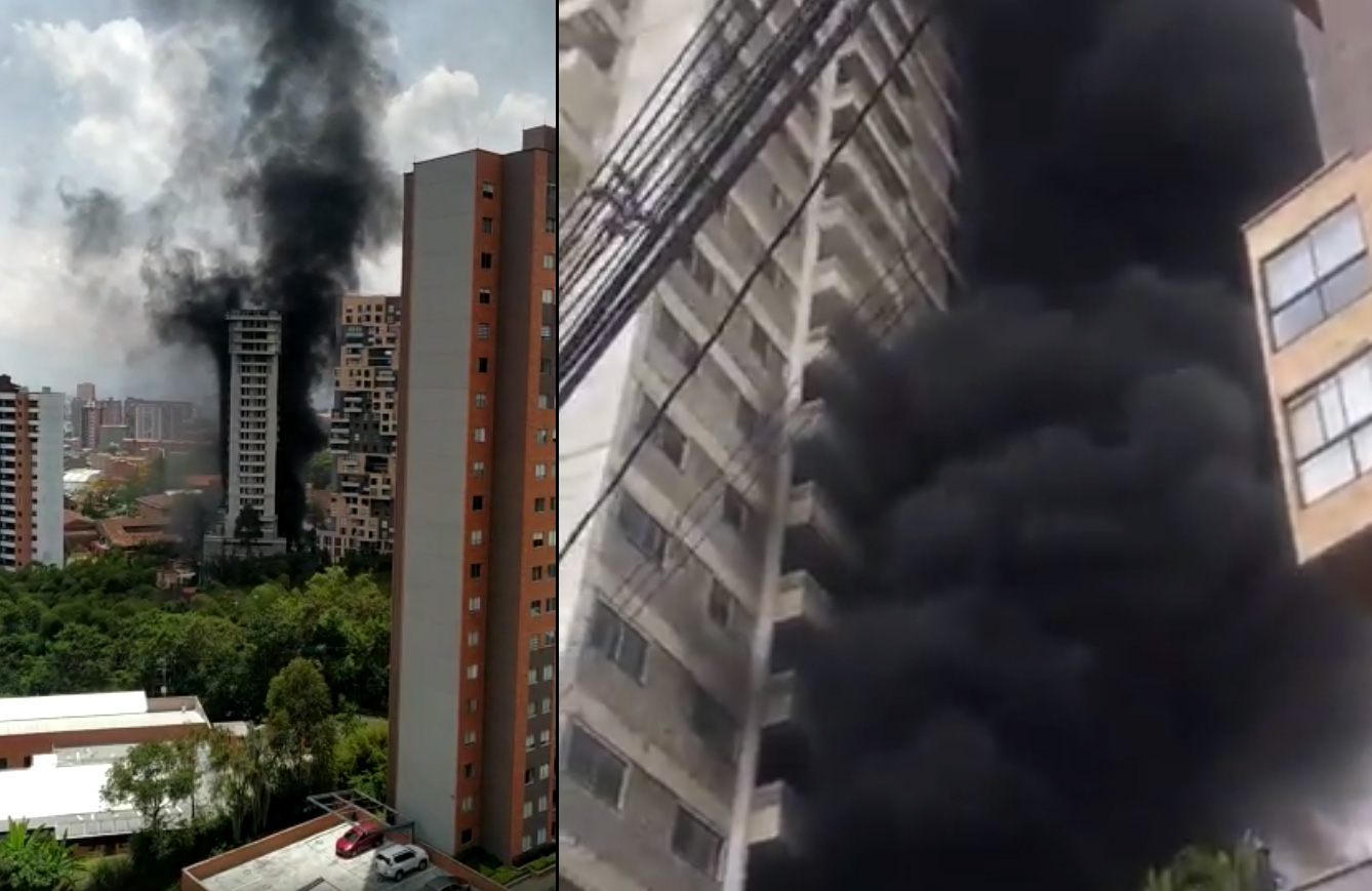 incendio en una construcción en el sector El Carmelo de Sabaneta