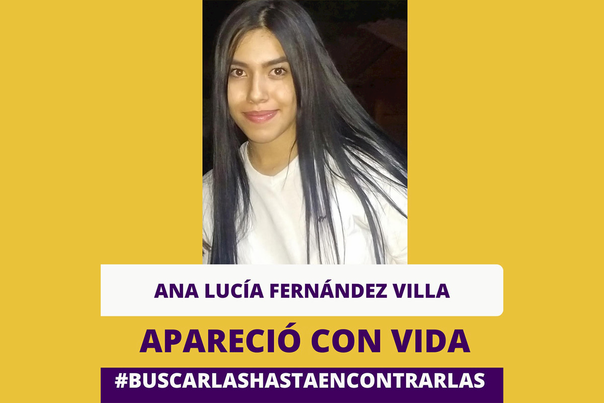 Apareció con vida Ana Lucía Fernández Villa