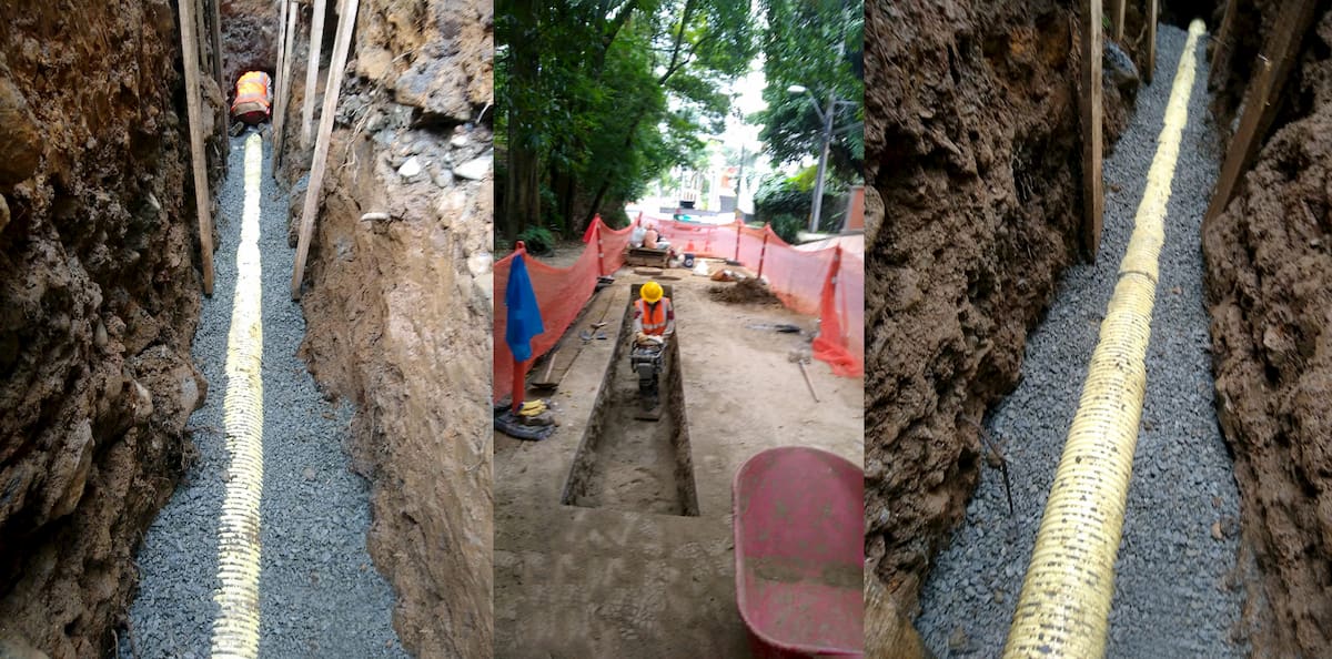 Reparación de tubería de aguas residuales