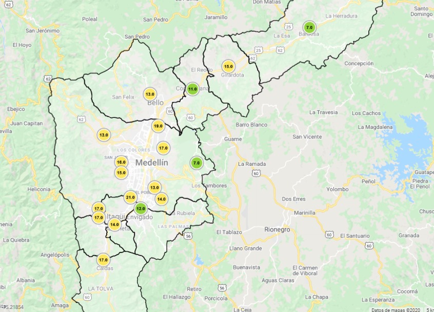 calidad-de-aire-de-medellin-Mapa reporte SIATA