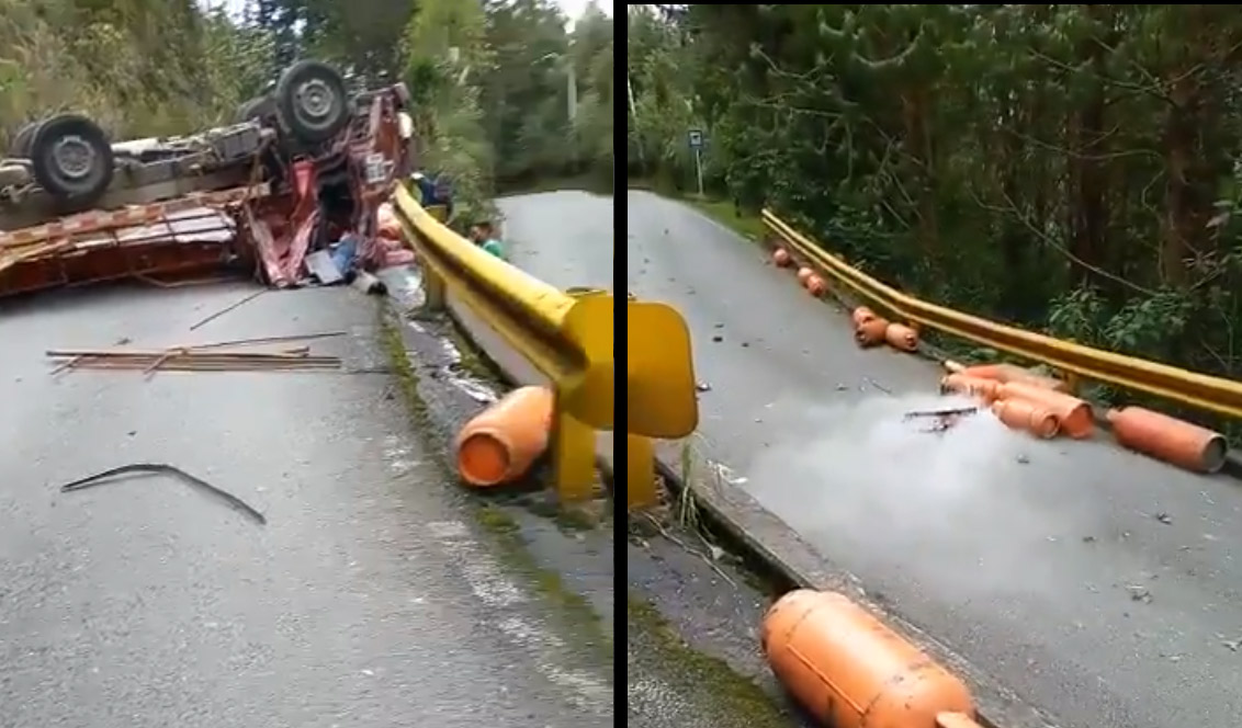 Cierre total de la vía de El Escobero por accidente Loma del Escobero