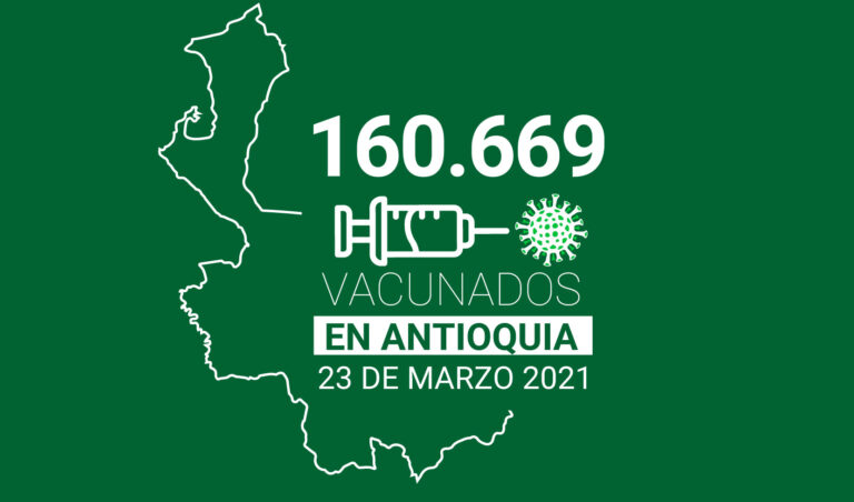 Antioquia llega a 160.669 personas vacunadas contra COVID19