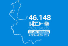 Antioquia acumula 46.148 personas vacunadas contra COVID-19