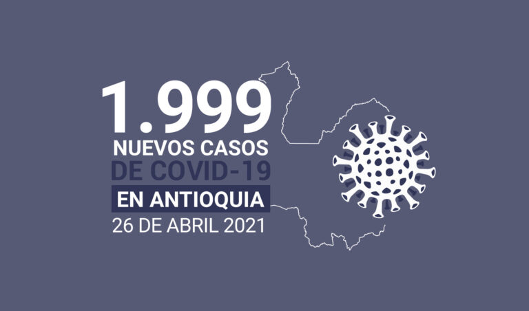 1.999 contagios de COVID19 tuvo Antioquia este lunes 26 de abril