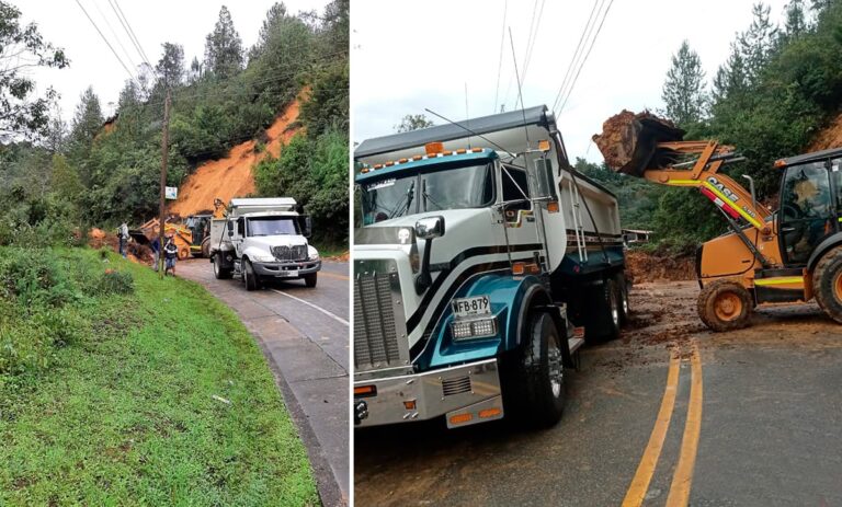 Cerrada vía Las Palmas por caída de árboles y derrumbe en sectores Carrizales y Sancho Paisa