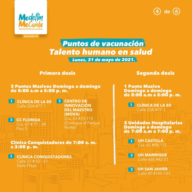 Vacunación en Colombia de personas mayores de 50 años, sin cita previa
