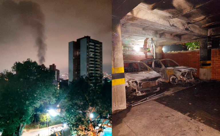 Vehículo se incendió en el parqueadero del Edificio Puente Madero, aún se desconocen las causas