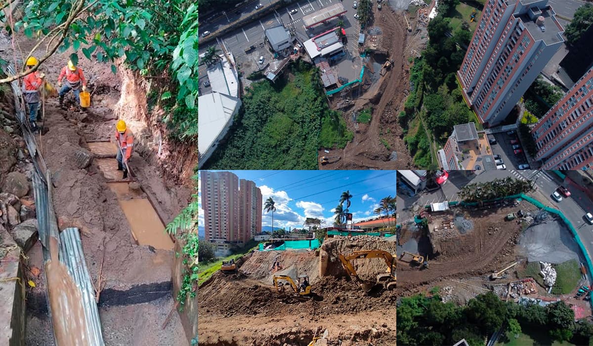 Obras en la quebrada El Indio en la vía Las Palmas en El Poblado