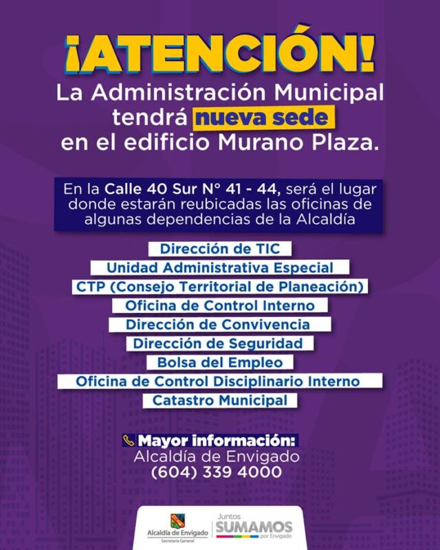 La administración municipal de Envigado tendrá nueva sede en el edificio Murano Plaza