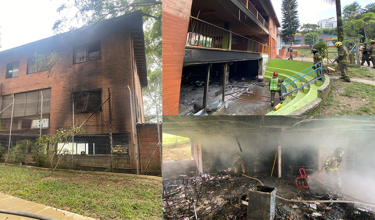 Bomberos Medellín atienden incendio en la Corporación Casa de María y el Niño, sector Los Balsos, El Poblado