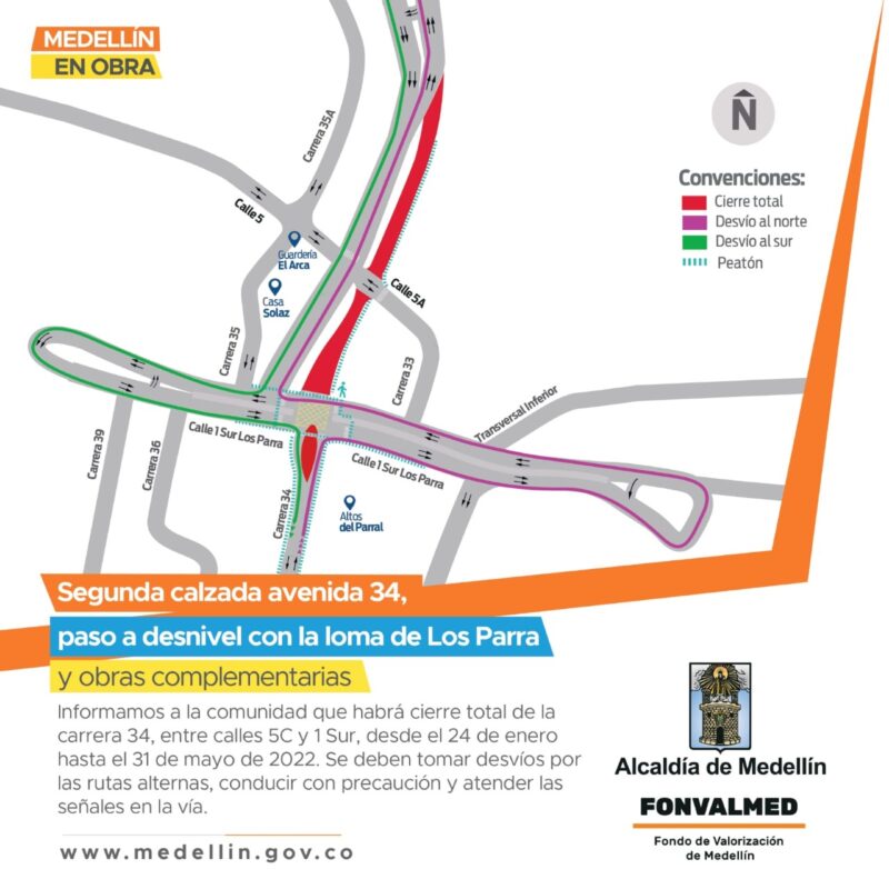 Avances obras del puente de la avenida 34 con Los Balsos en El Poblado