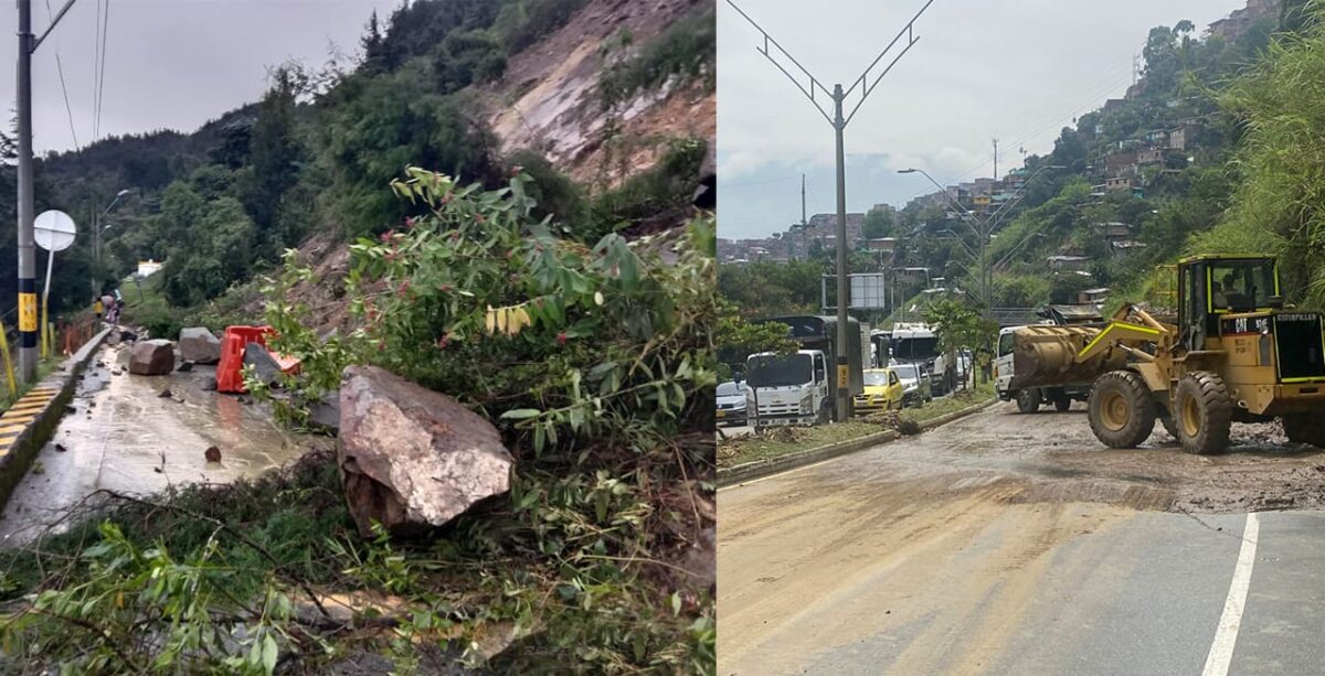 Dos vías de Medellín afectadas por derrumbes