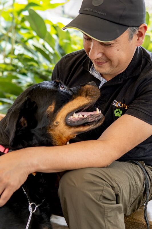 El etólogo Alejandro López entrena perros para la intervención asistida, la terapia médica y el apoyo emocional. Villa Canina, ubicada en La Acuarela, en el Oriente antioqueño, es su refugio.