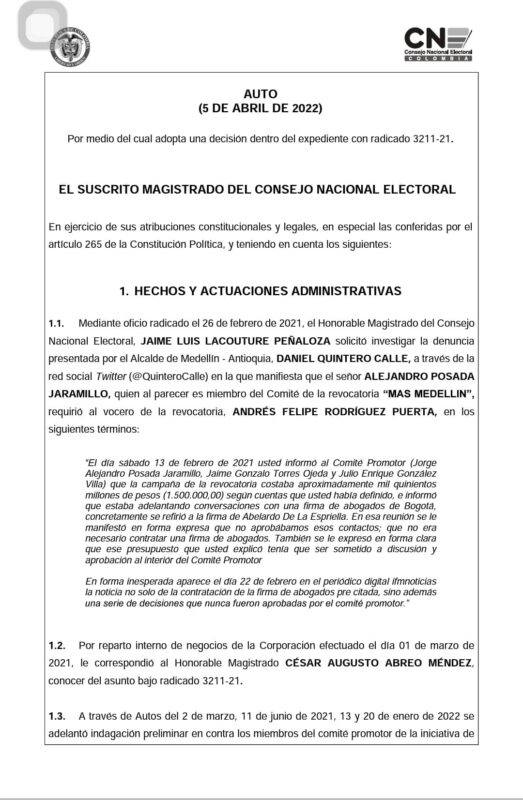 Proceso de revocatoria del alcalde continúa, después de anuncio del CNE