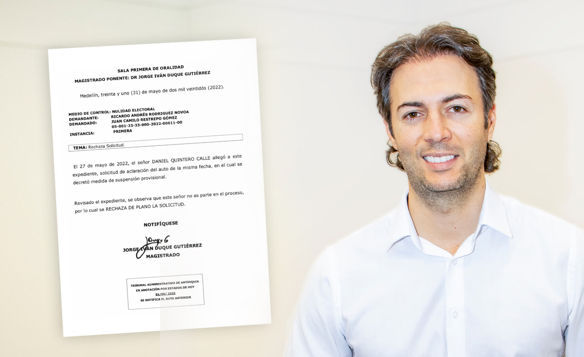 La respuesta del Tribunal Administrativo de Antioquia a nuevo recurso de Daniel Quintero Calle