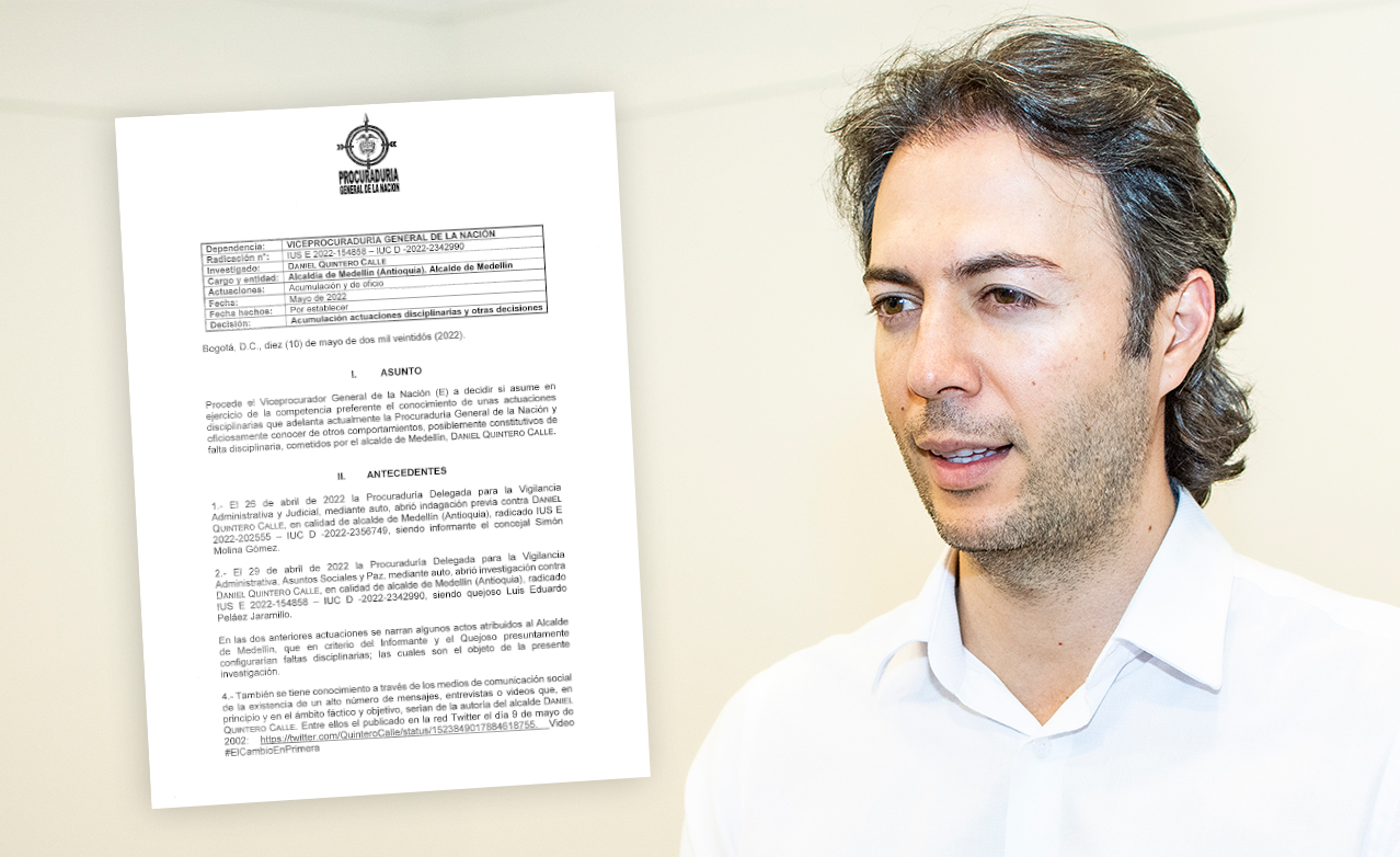 Pruebas de la Procuraduría para suspender al alcalde Daniel Quintero