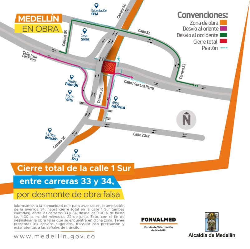 Cierre de vía en un tramo de Los Parra con la avenida 34 este miércoles 22 de junio