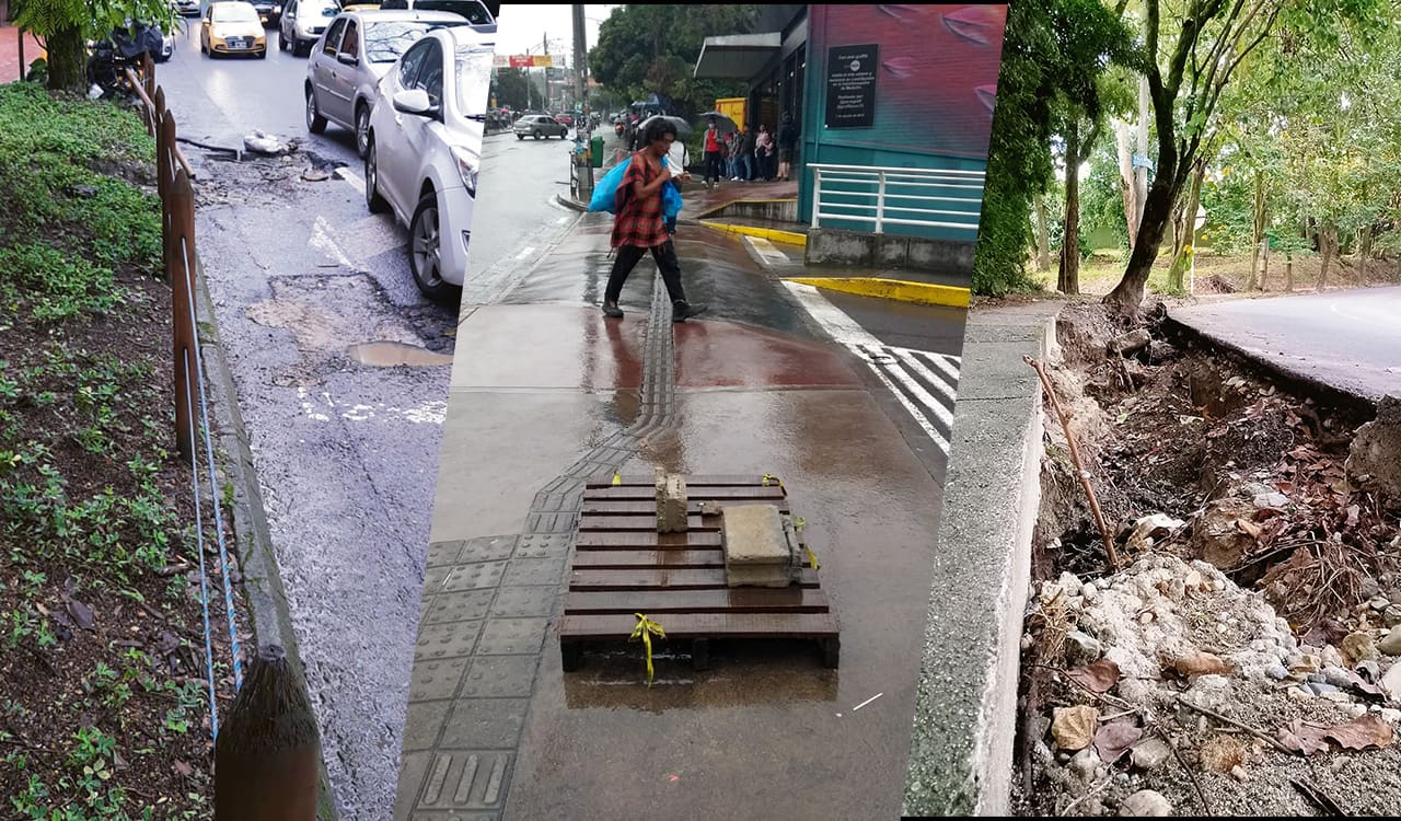 Huecos que son verdaderos peligros en calzadas y andenes en El poblado
