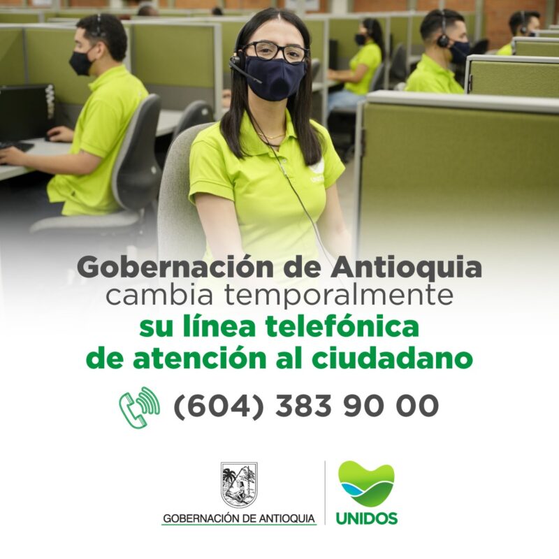 Línea telefónica de atención al ciudadano de la Gobernación de Antioquia
