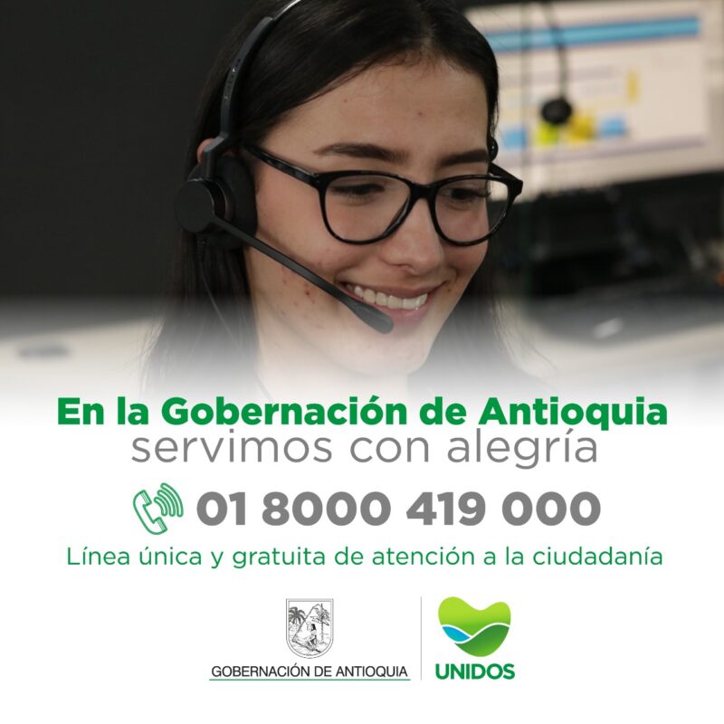 Nueva línea telefónica de atención de la Gobernación de Antioquia