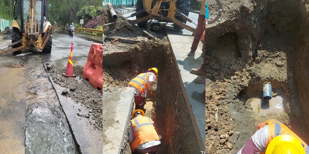 EPM trabaja para reparar daño en tubería en circuito Cucaracho
