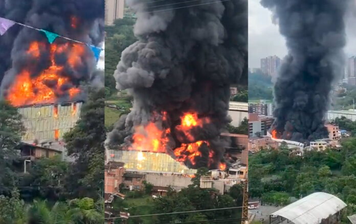 Reportan incendio en fábrica de poliestireno en Envigado