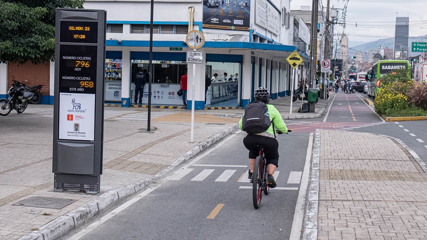 Un contador de bicicletas en Medellín permitirá medir el uso de la ciclo-infraestructura