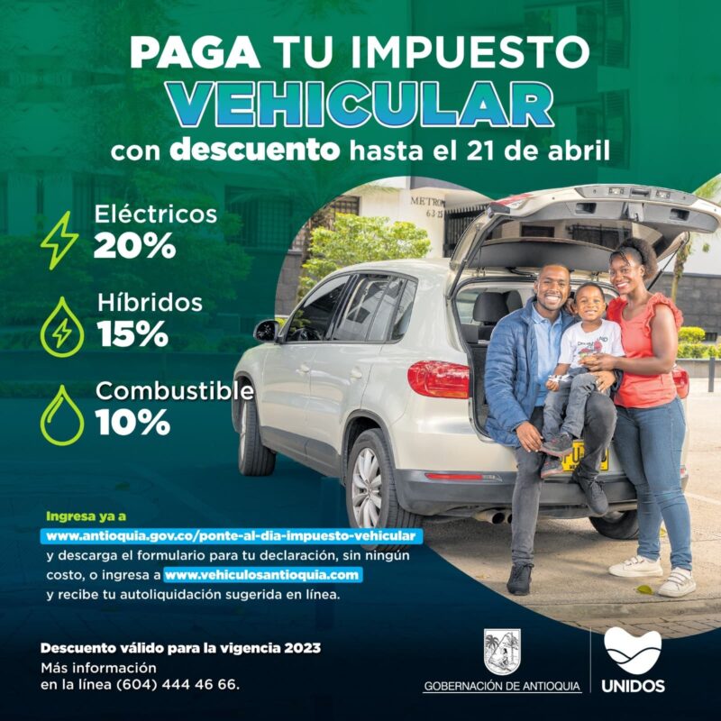 Descuentos en el Impuesto vehicular en Antioquia