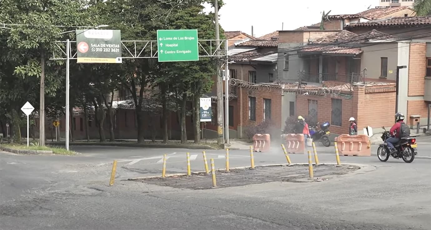 cambios viales en la Loma de El Escobero, en Envigado