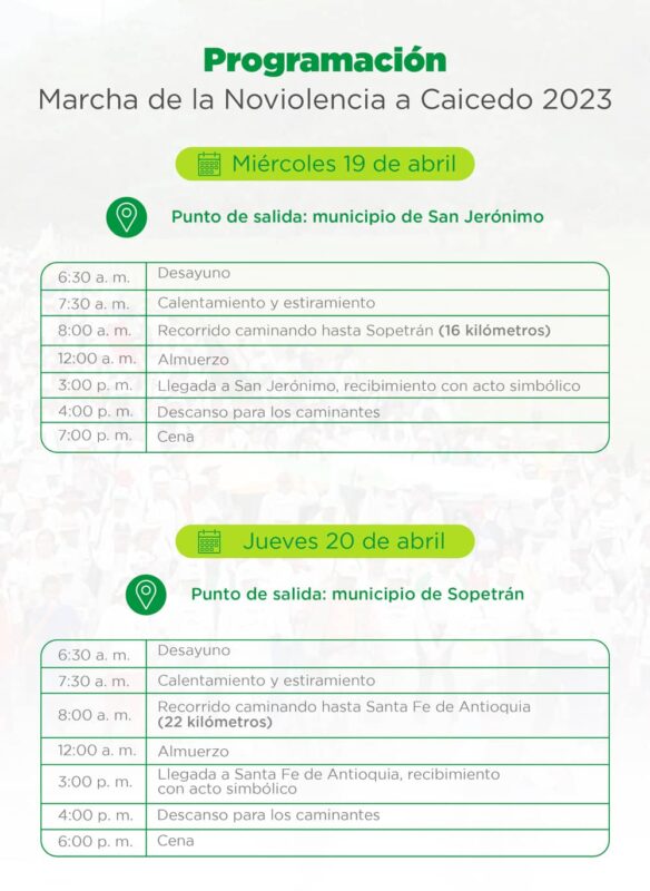 El recorrido de laMarcha de la Noviolencia a Caicedo 2023