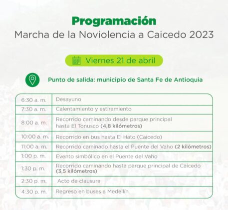 El recorrido de laMarcha de la Noviolencia a Caicedo 2023