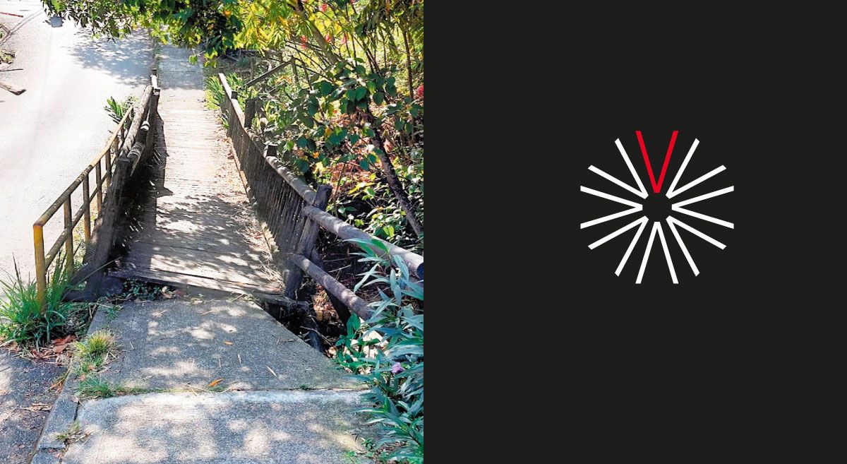 puente peatonal madera Los Parra calle 1 Sur