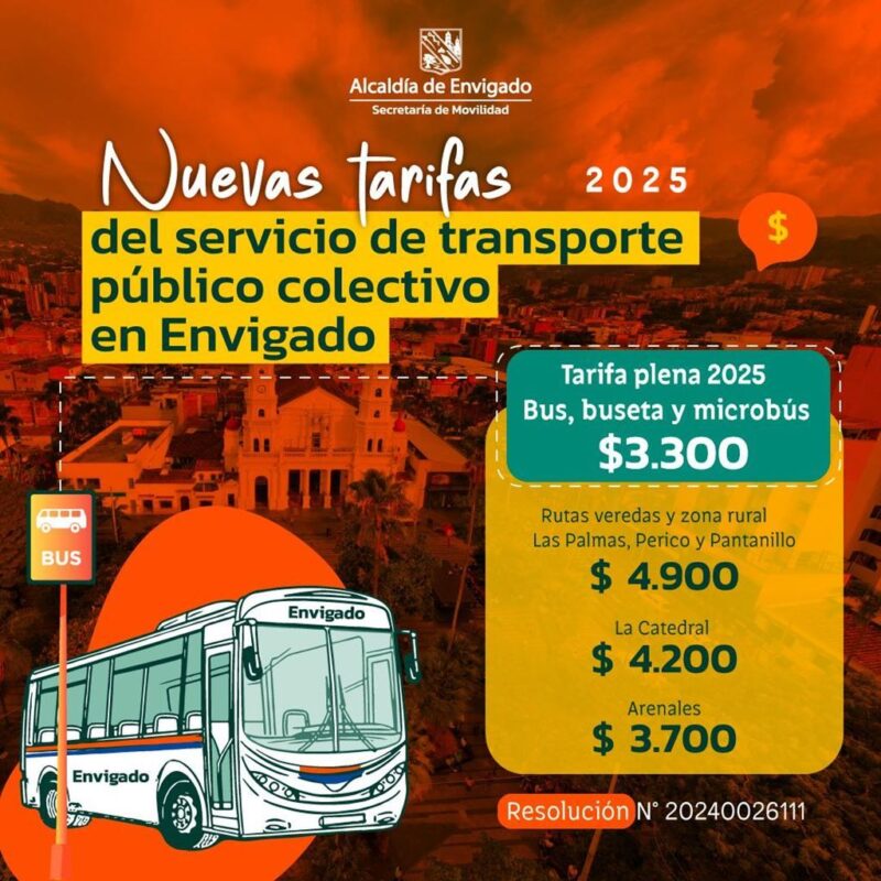 Envigado tarifas buses busetas colectivos