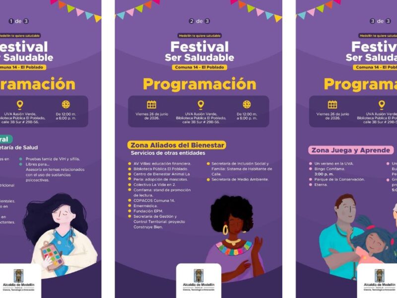 El Poblado tendrá Festival Ser Saludable con servicios gratuitos