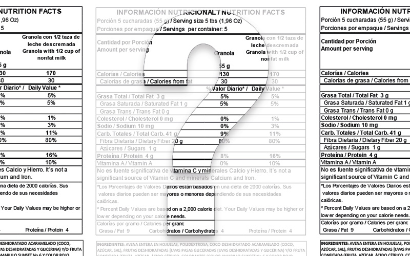 información consumidor - tablas nutricionales