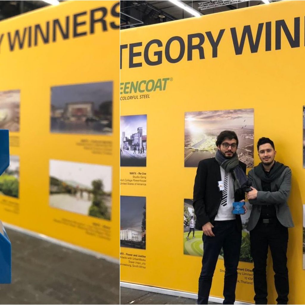Sebastián Monsalve y Juan David Hoyos, arquitectos diseñadores de Parques del Río (Foto Twitter Amigos de Parques del Río)