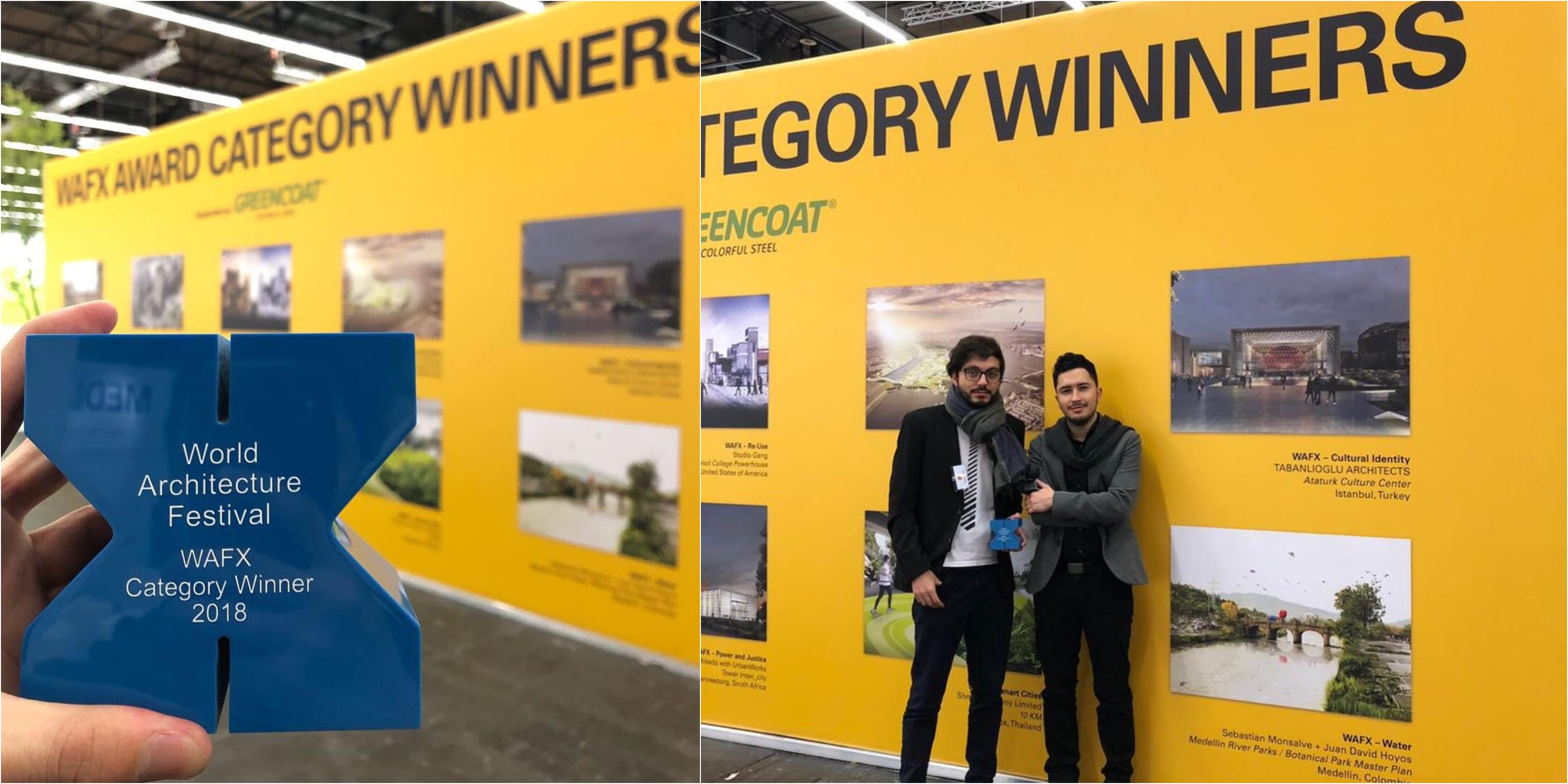 Sebastián Monsalve y Juan David Hoyos, arquitectos diseñadores de Parques del Río (Foto Twitter Amigos de Parques del Río)