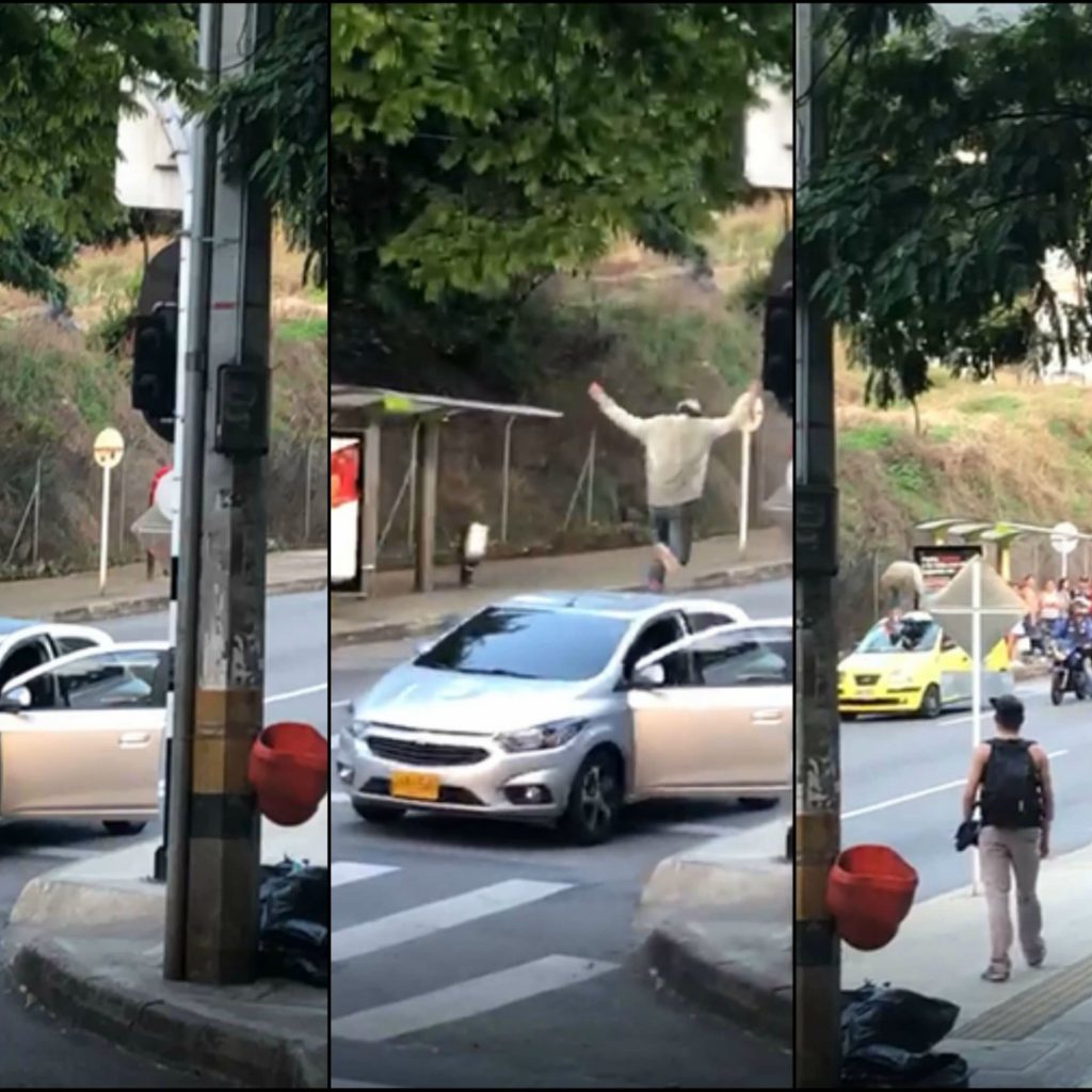 Hombre saltó encima de vehículos