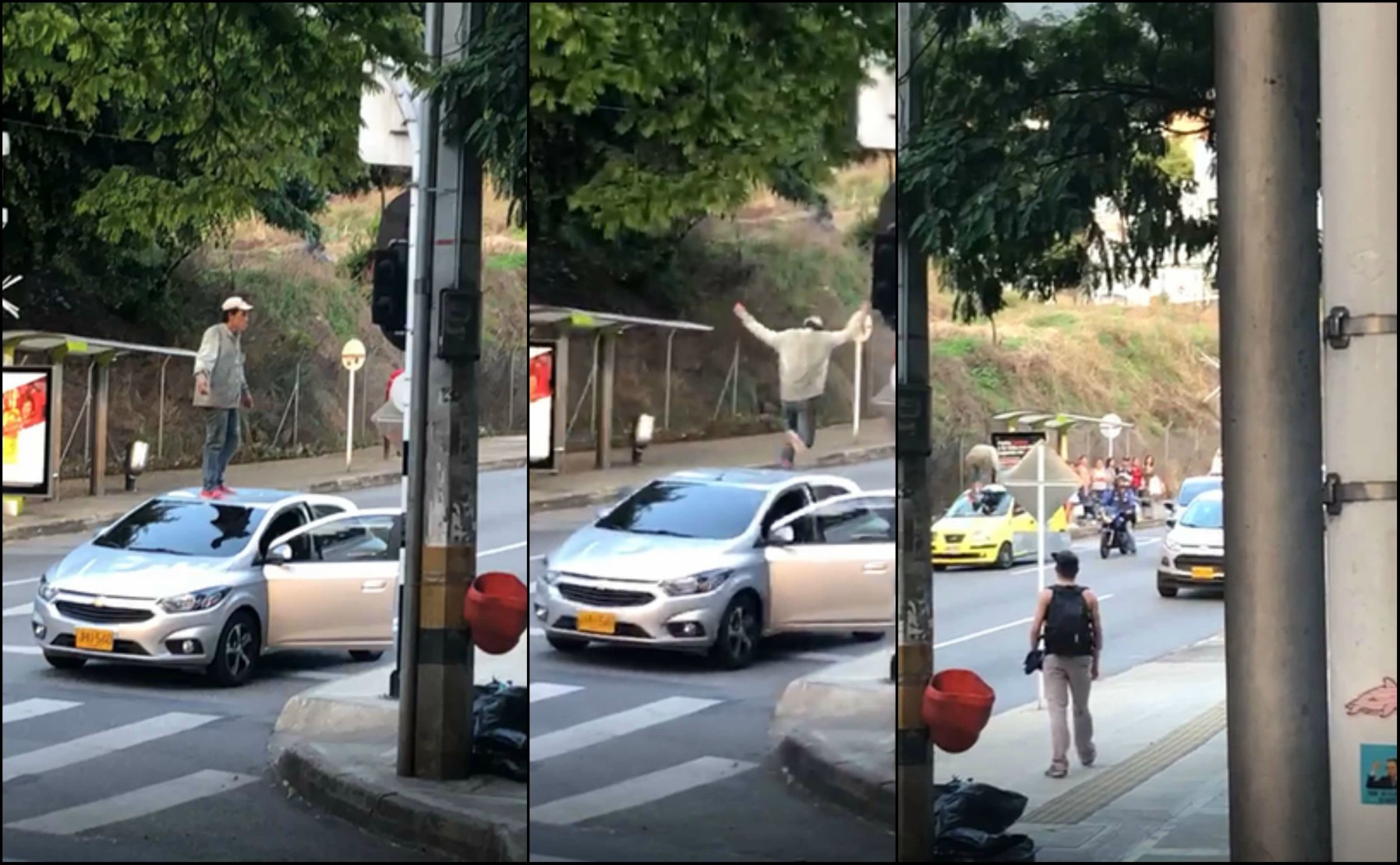 Hombre saltó encima de vehículos